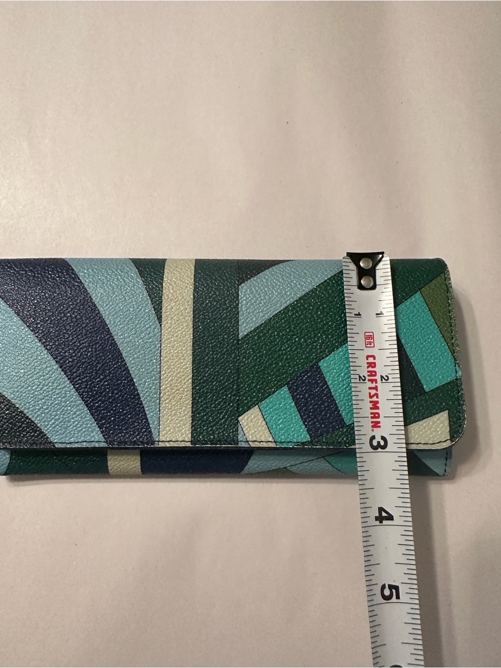 Emilio Pucci Continental Blue & Teal Patterned Long Wallet - Snap Closure - Picture 16 of 16